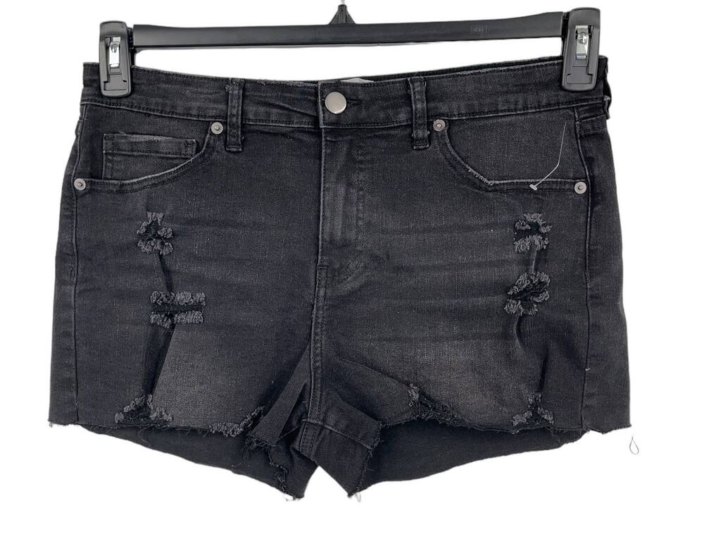 Abound shorts denim mid rise cutoff distressed black size 33